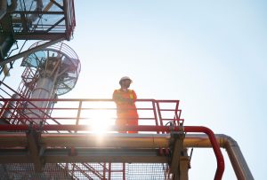 A worker in the oil refinery